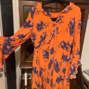 Bright orange and purple floral dress